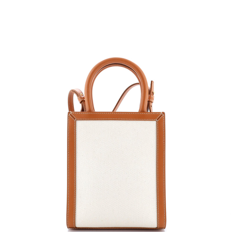 Vertical Cabas Tote Canvas With Leather