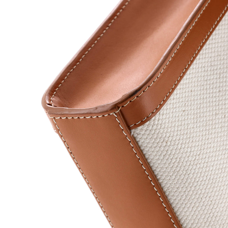 Vertical Cabas Tote Canvas With Leather