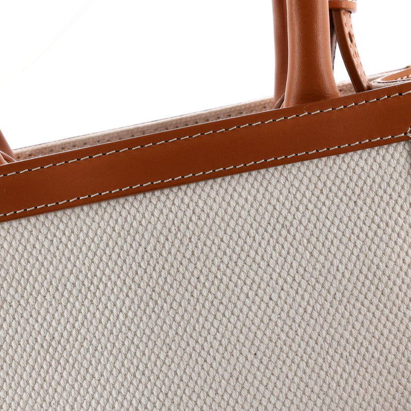 Vertical Cabas Tote Canvas With Leather