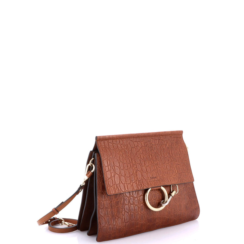 Faye Shoulder Bag Crocodile Embossed