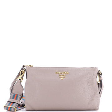 Flat Zip Crossbody Bag Vitello Daino