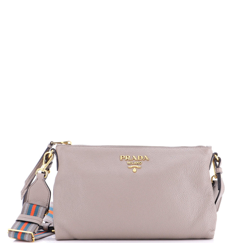 Flat Zip Crossbody Bag Vitello Daino