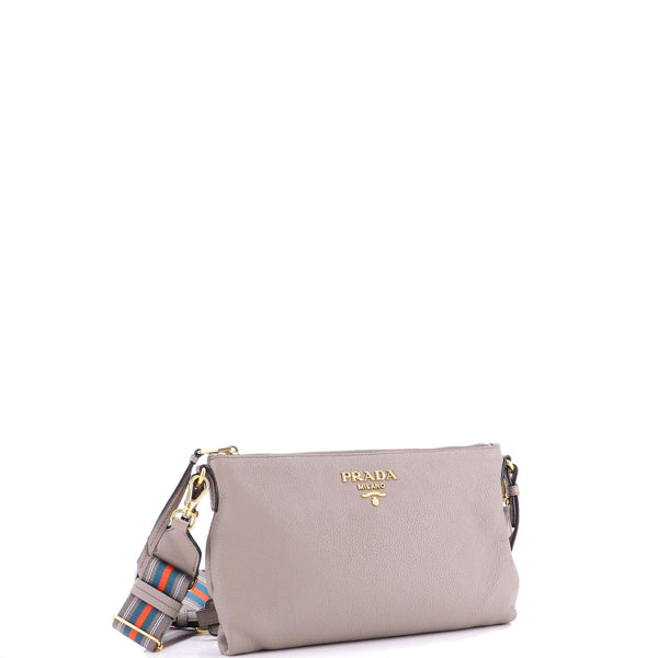 Flat Zip Crossbody Bag Vitello Daino