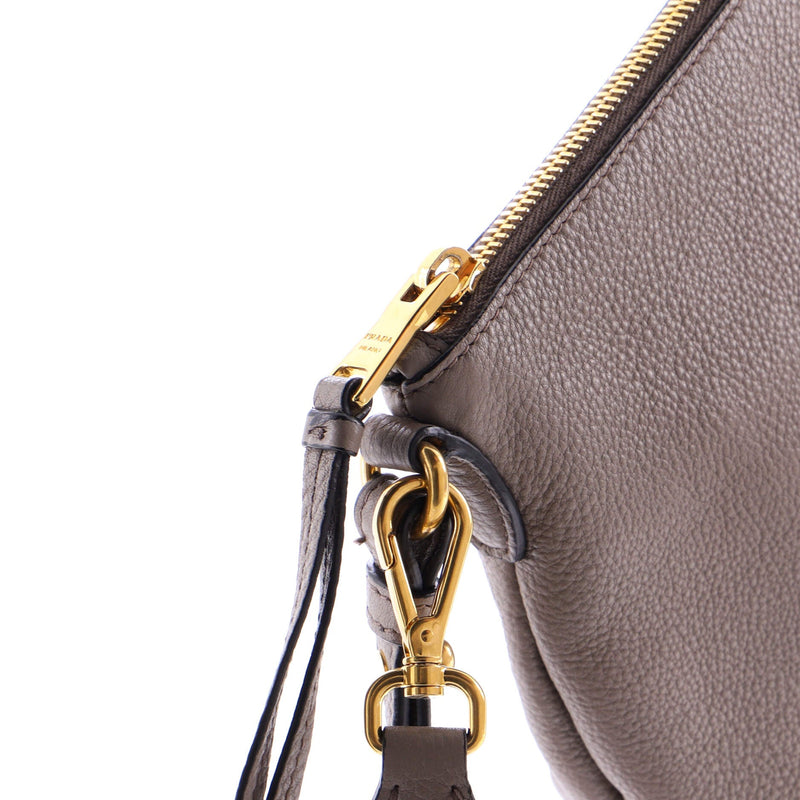 Flat Zip Crossbody Bag Vitello Daino