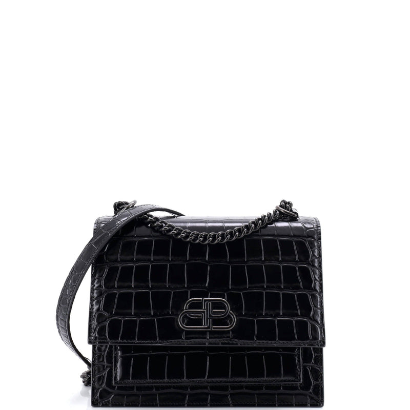 Sharp Shoulder Bag Crocodile Embossed