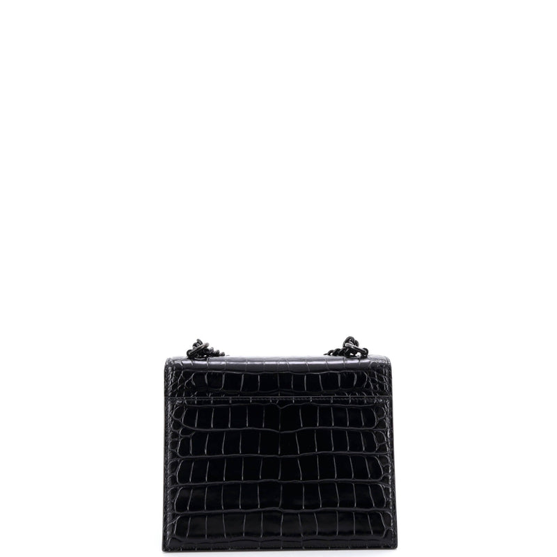 Sharp Shoulder Bag Crocodile Embossed