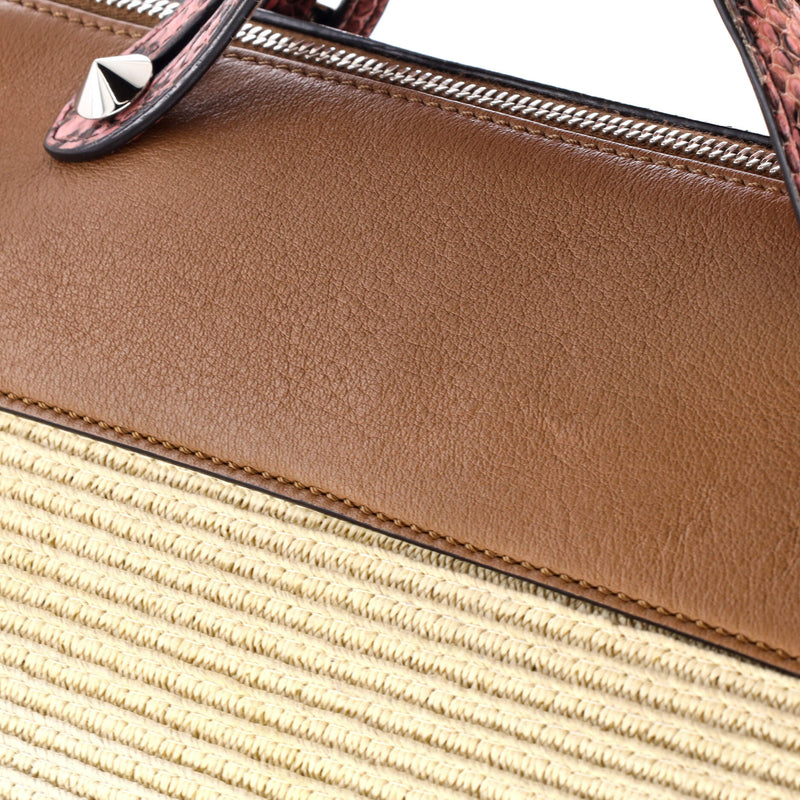 By The Way Satchel Raffia With Snakeskin