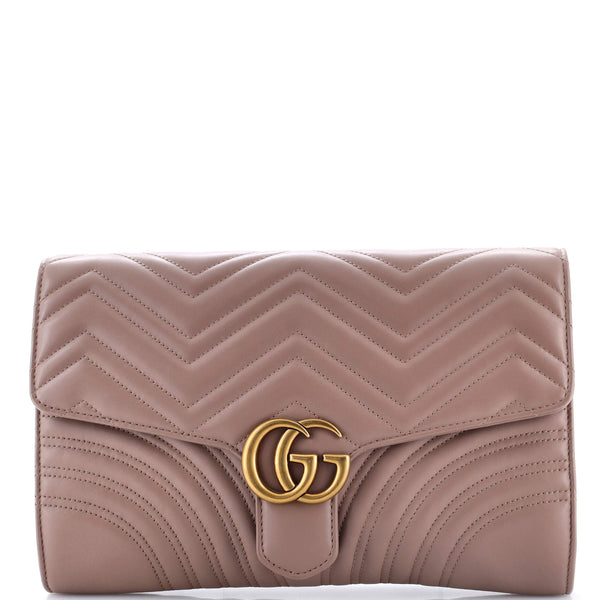 Gg Marmont Flap Clutch Matelasse Leather