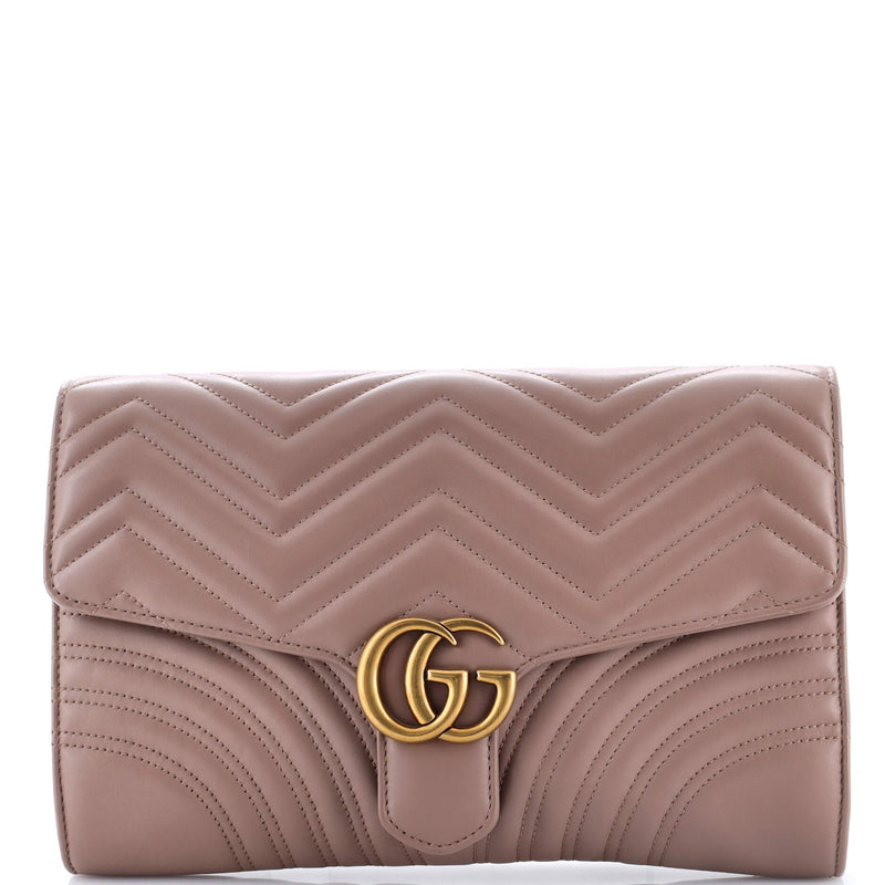 Gg Marmont Flap Clutch Matelasse Leather
