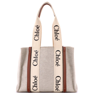 Woody Tote Canvas With Leather Medium