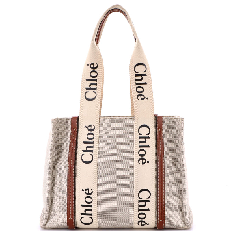 Woody Tote Canvas With Leather Medium