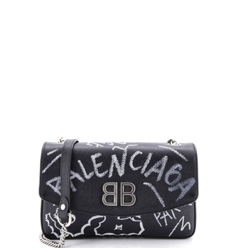 Bb Graffiti Chain Wallet Leather Small