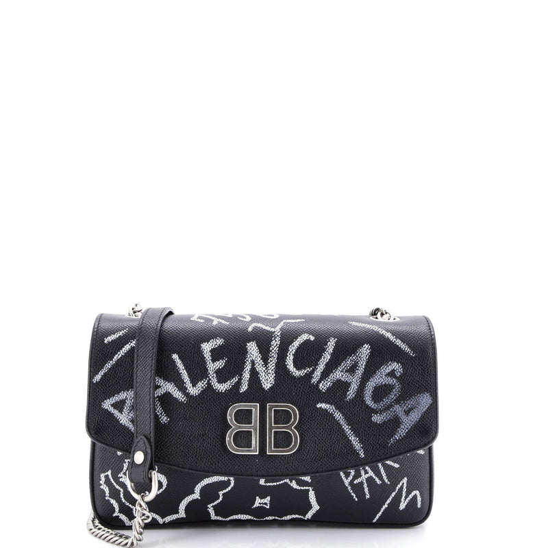 Bb Graffiti Chain Wallet Leather Small