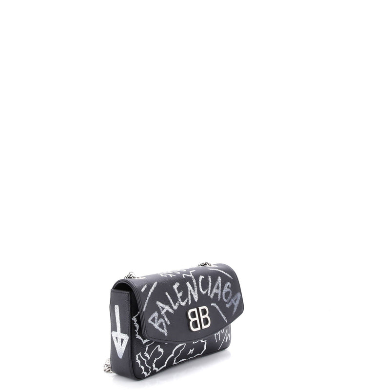 Bb Graffiti Chain Wallet Leather Small