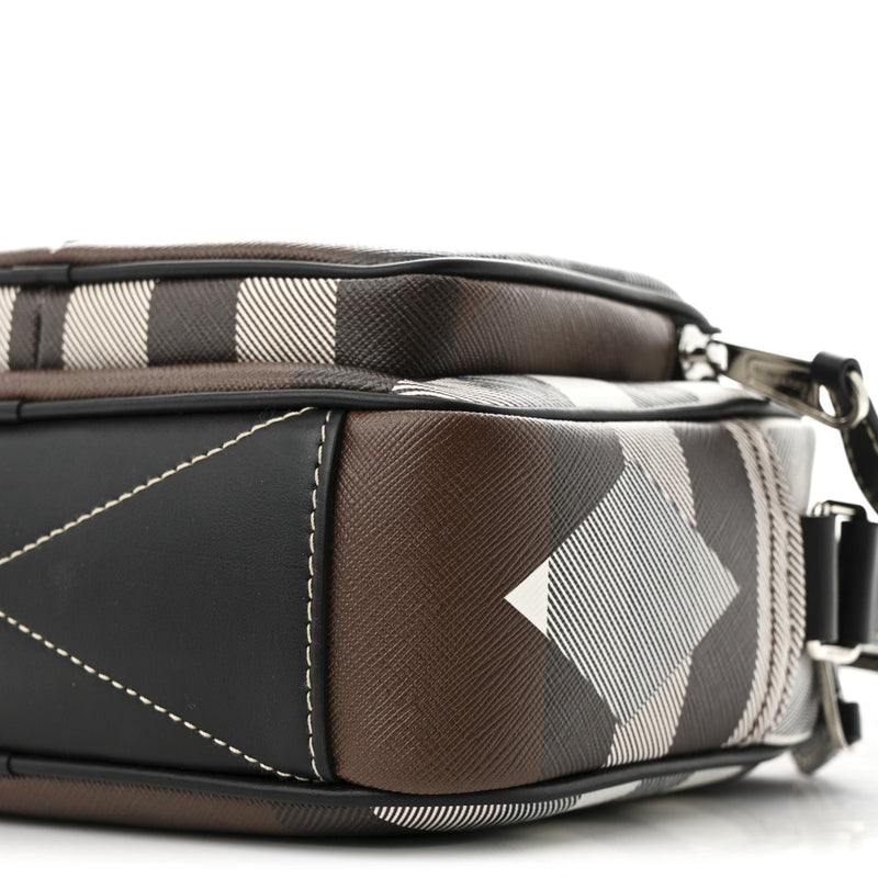 E-Canvas Calfskin Geometric Check Paddy