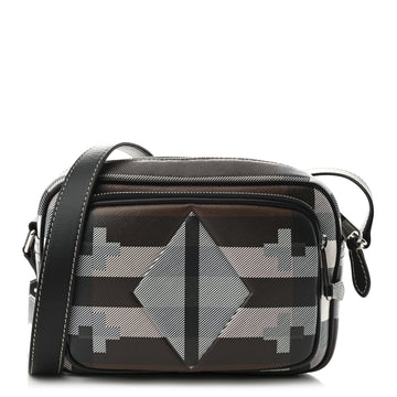 E-Canvas Calfskin Geometric Check Paddy