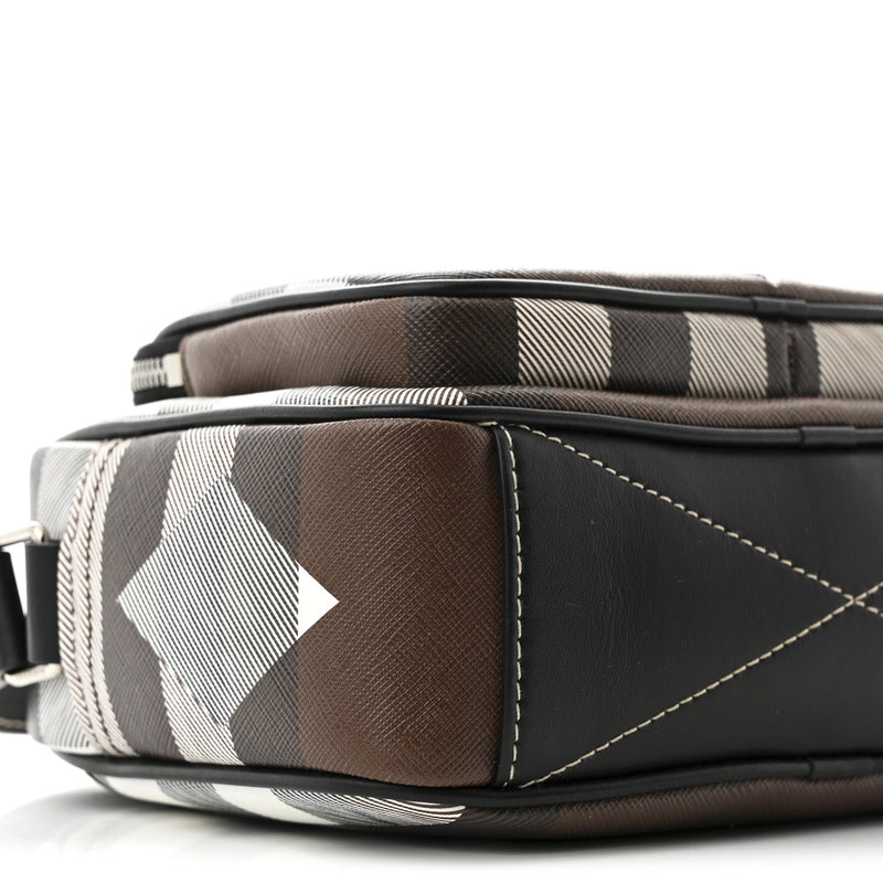 E-Canvas Calfskin Geometric Check Paddy