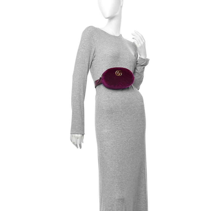 Velvet Matelasse Gg Marmont Belt Bag 85