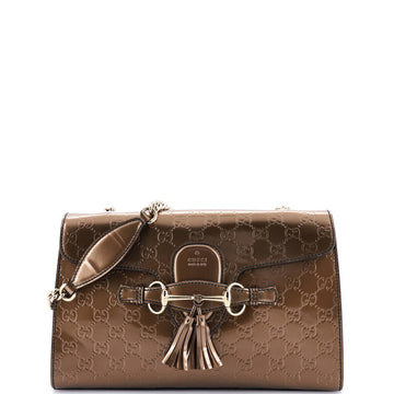 Emily Chain Flap Bag Guccissima Patent