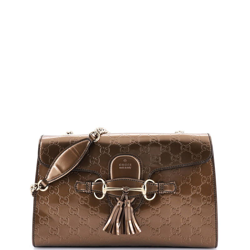 Emily Chain Flap Bag Guccissima Patent