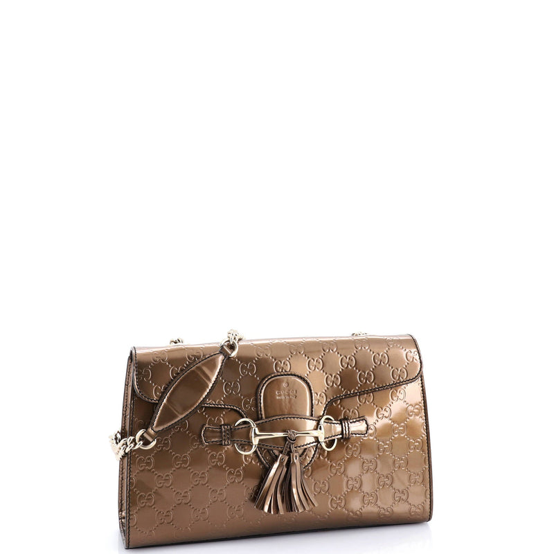 Emily Chain Flap Bag Guccissima Patent