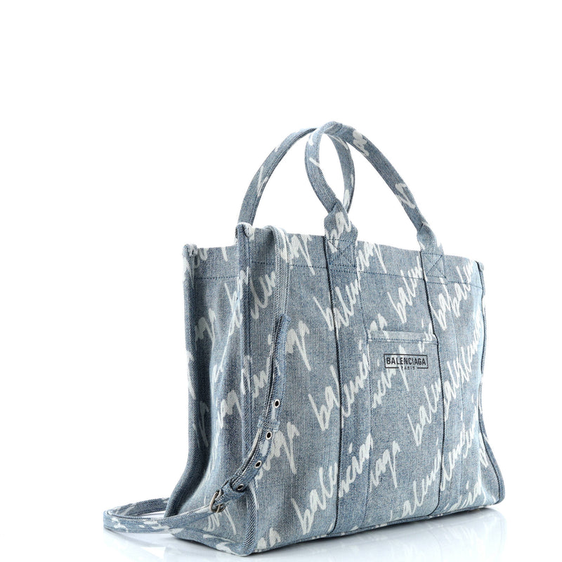 Hardware Tote Logo Printed Denim Medium