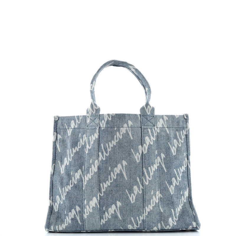 Hardware Tote Logo Printed Denim Medium