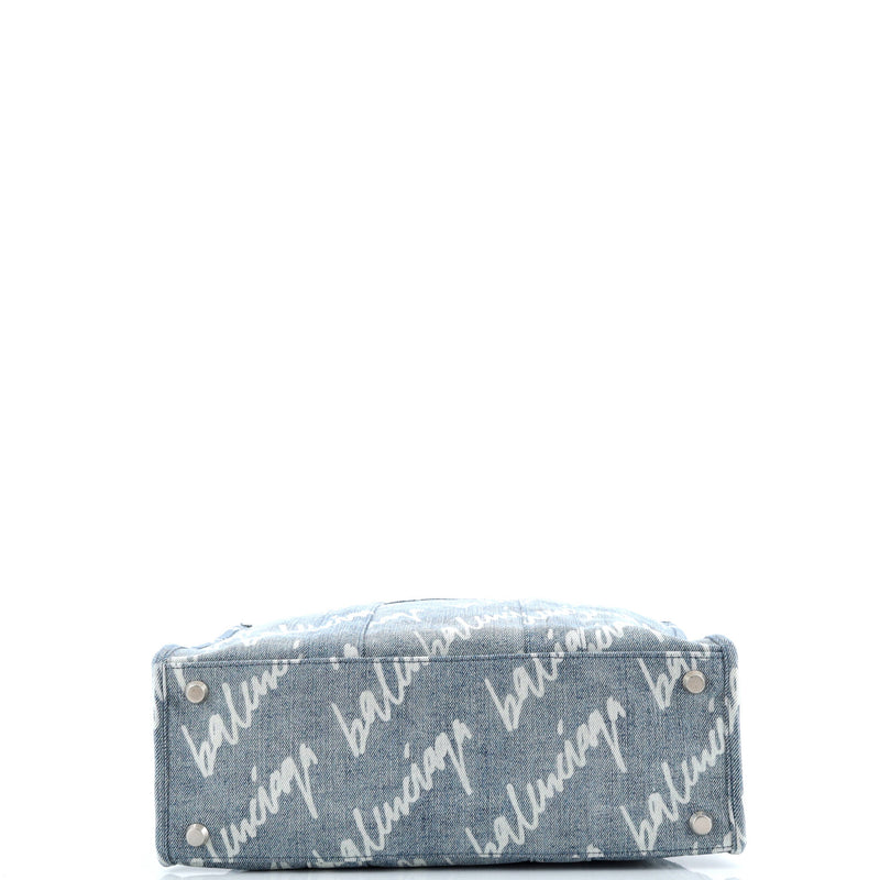 Hardware Tote Logo Printed Denim Medium