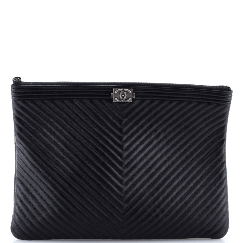 Boy O Case Clutch Chevron Calfskin