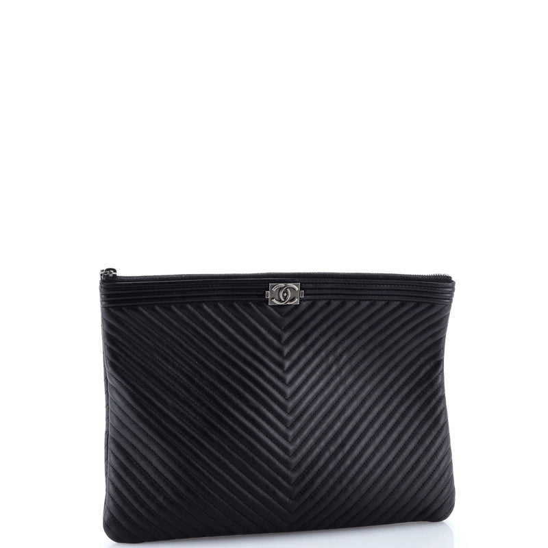 Boy O Case Clutch Chevron Calfskin