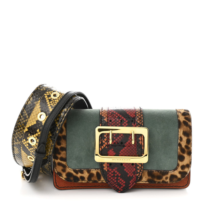 Calfskin Suede Watersnake Print Pony