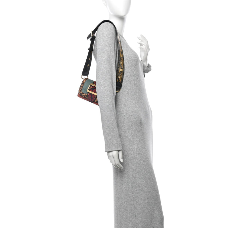 Calfskin Suede Watersnake Print Pony