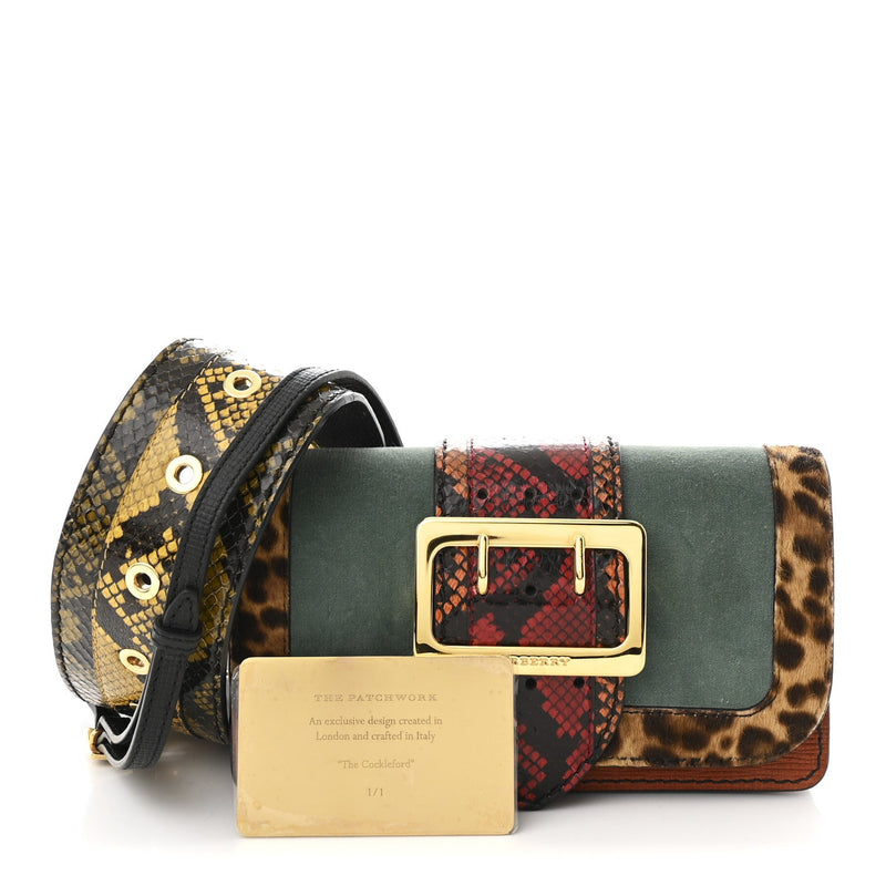 Calfskin Suede Watersnake Print Pony