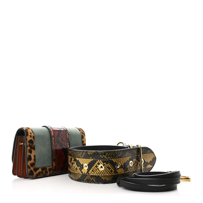 Calfskin Suede Watersnake Print Pony