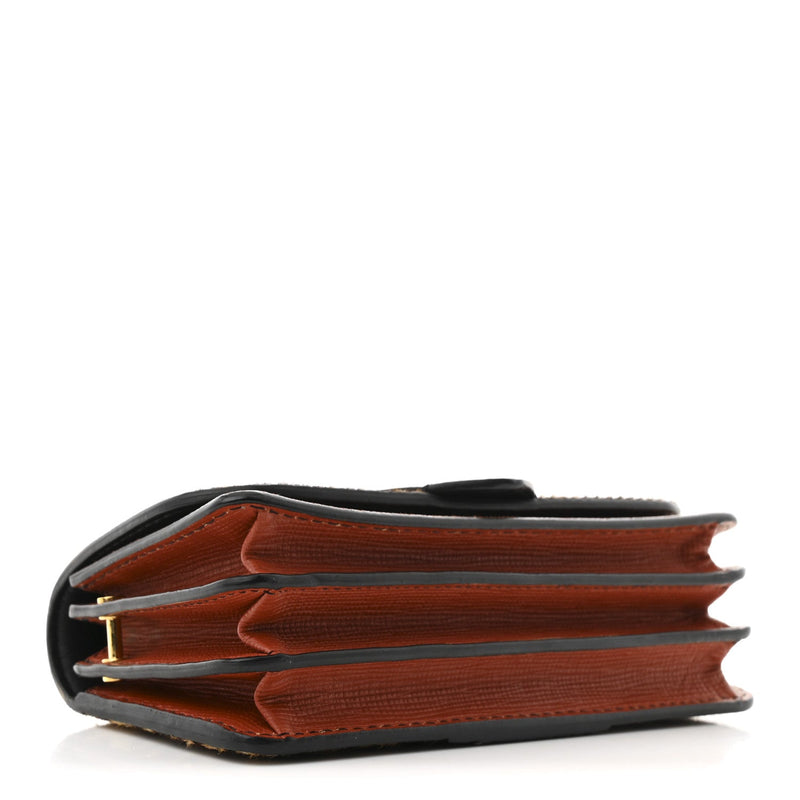 Calfskin Suede Watersnake Print Pony