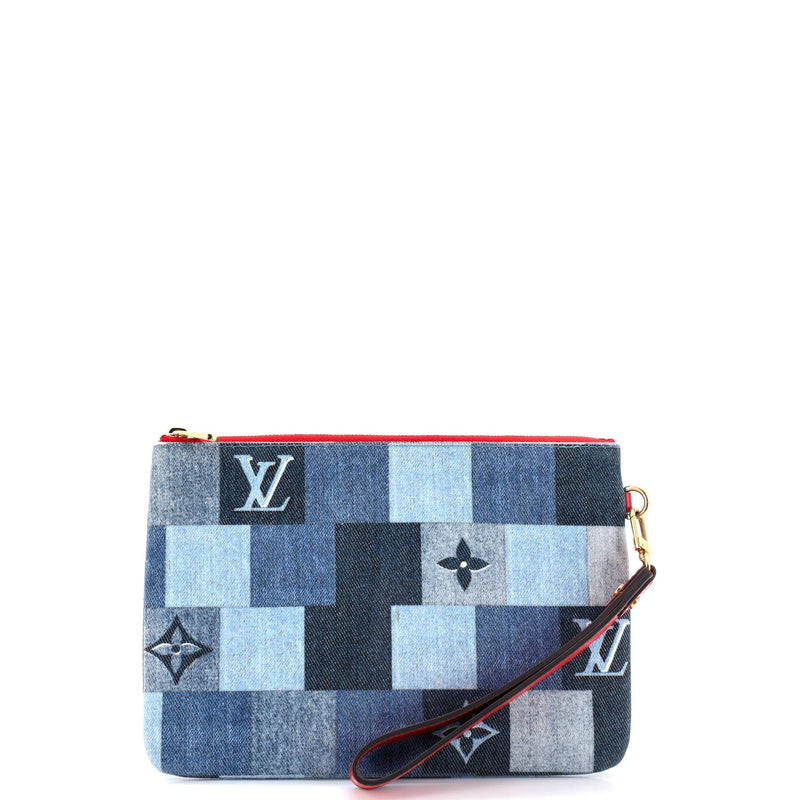 City Pouch Damier And Patchwork Denim