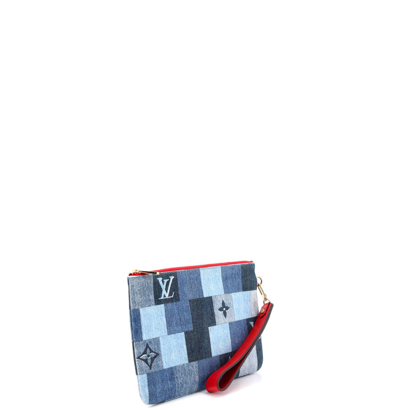 City Pouch Damier And Patchwork Denim