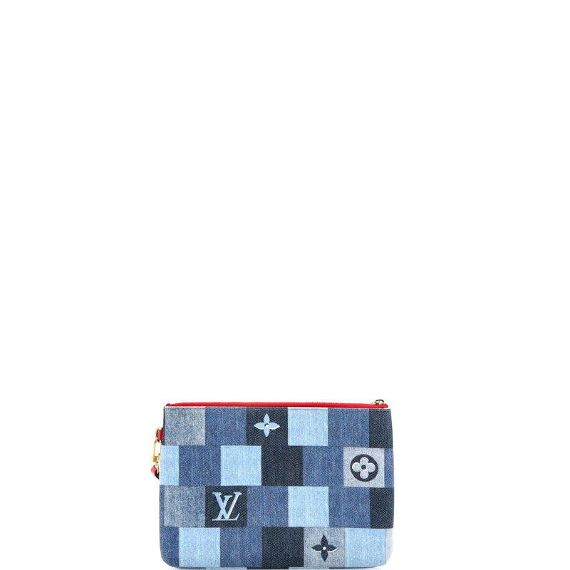 City Pouch Damier And Patchwork Denim