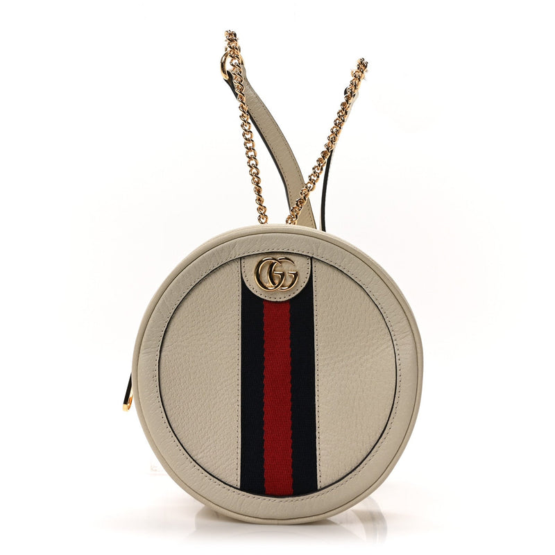 Textured Calfskin Web Mini Ophidia Round