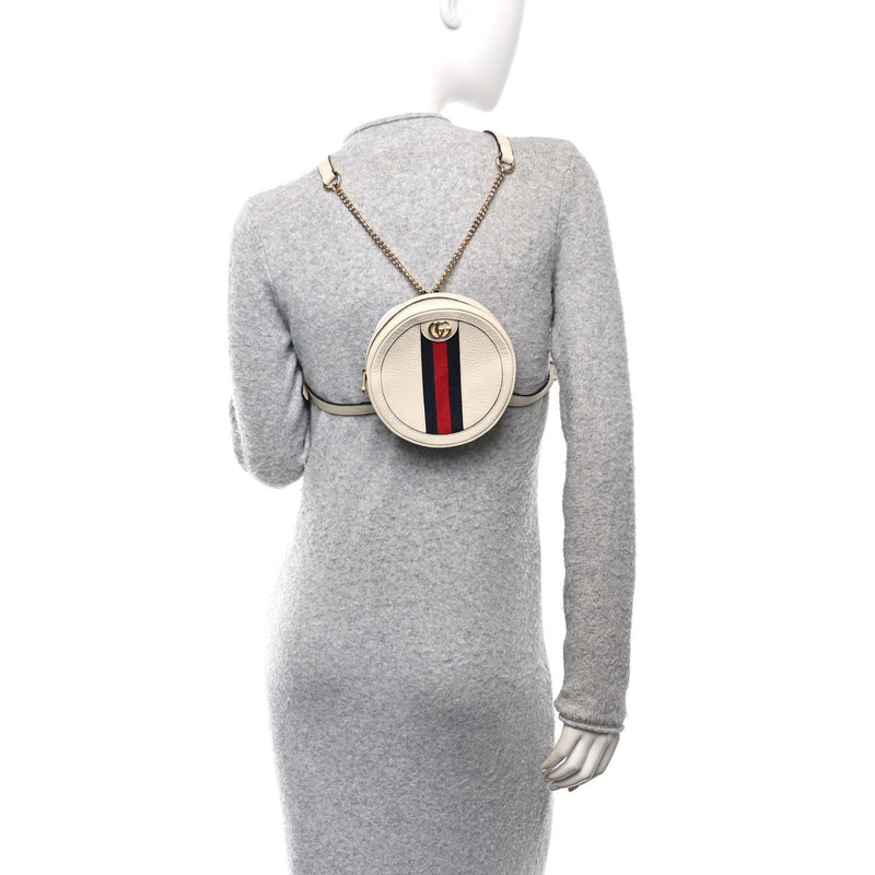 Textured Calfskin Web Mini Ophidia Round