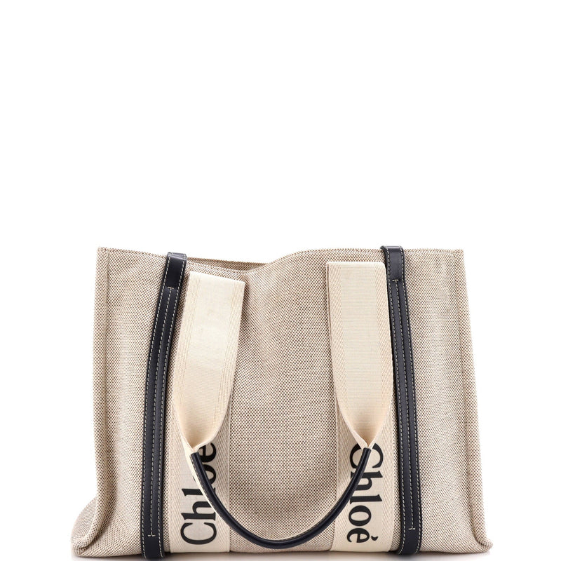 Woody Tote Canvas With Leather Medium