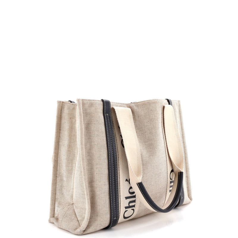 Woody Tote Canvas With Leather Medium
