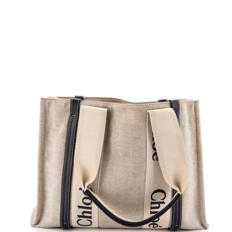 Woody Tote Canvas With Leather Medium