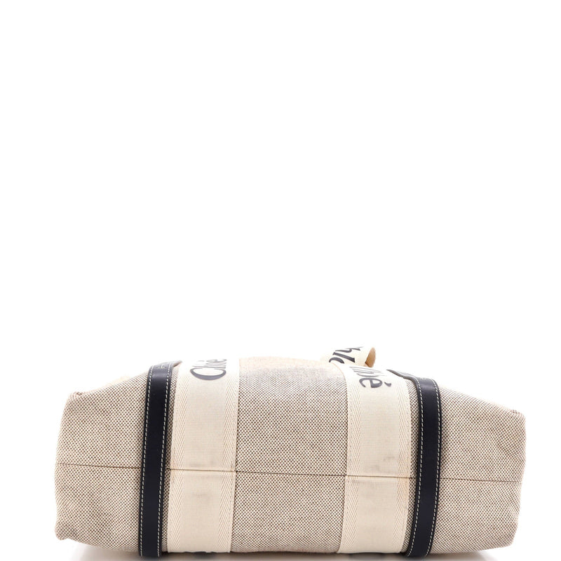 Woody Tote Canvas With Leather Medium