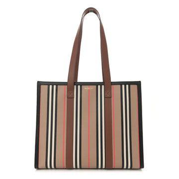 E-Canvas Stripe Book Tote Archive Beige