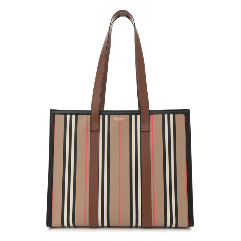 E-Canvas Stripe Book Tote Archive Beige