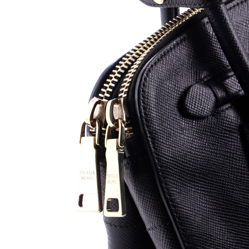 Cuir Frame Double Zip Tote Saffiano