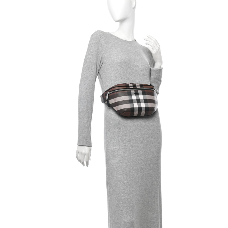 E-Canvas Check Cason Bum Bag Dark Birch
