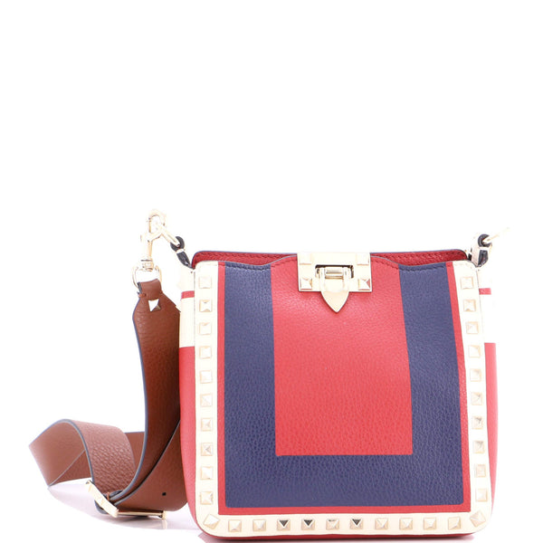 Rockstud Flip Lock Messenger Bag Leather