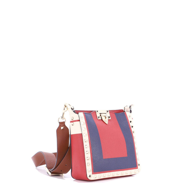 Rockstud Flip Lock Messenger Bag Leather